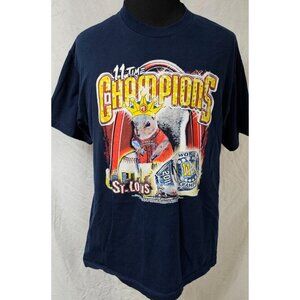 St Louis Cardinals XL Blue 11 Times World Champions RALLY SQUIRREL Ring T-Shirt
